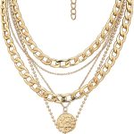 Gold Layered Necklaces for Women Trendy Retro Coin Pendant Necklace Dainty Chunky Chain Choker Necklaces for Jewelry Birthday Gifts